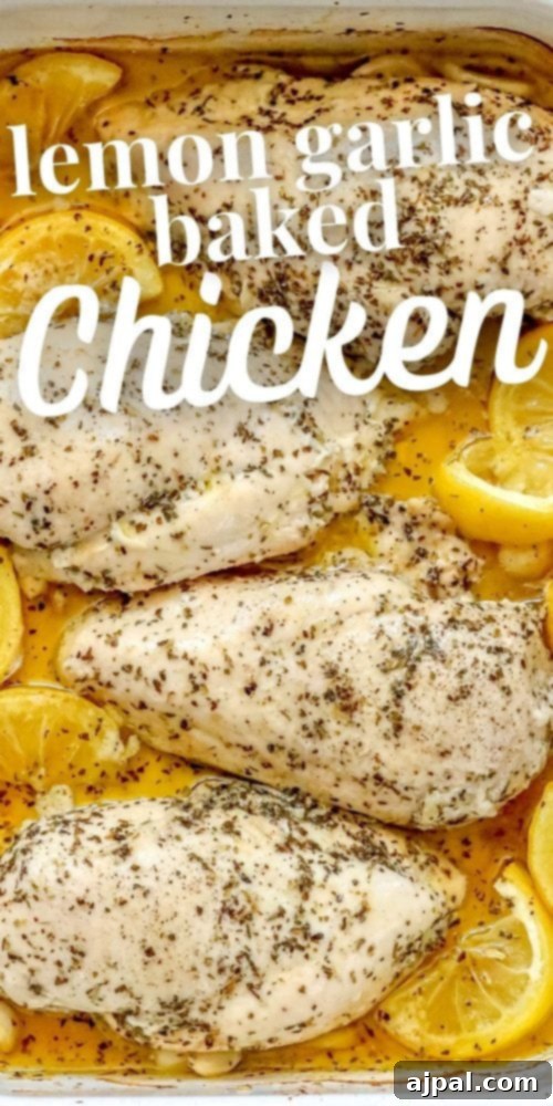 Quick and Easy Garlic Lemon Baked Chicken Breasts 11 Lemon garlic baked chicken in a baking dish.