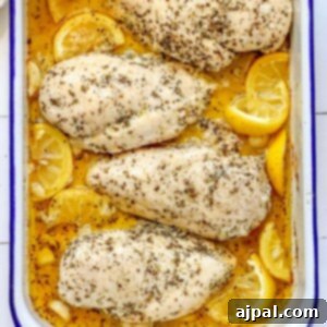 Quick and Easy Garlic Lemon Baked Chicken Breasts 12 Baked chicken breasts with lemon slices.