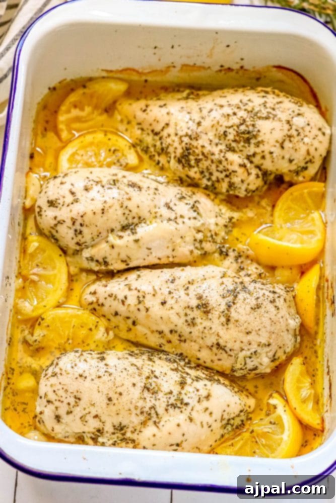 Quick and Easy Garlic Lemon Baked Chicken Breasts 7 Baked lemon garlic chicken breasts.