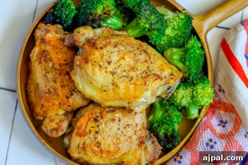 Crispy Air Fryer Chicken Thighs 3 Air Fried Chicken and Broccoli Skillet.