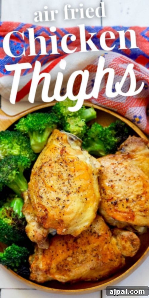 Crispy Air Fryer Chicken Thighs 6 Air fried chicken thighs with broccoli, an easy recipe for air fryer enthusiasts.