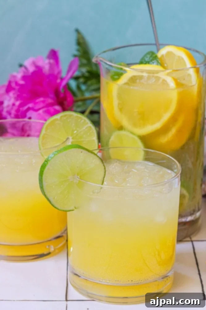 glass with yellow juice and lime on the rim