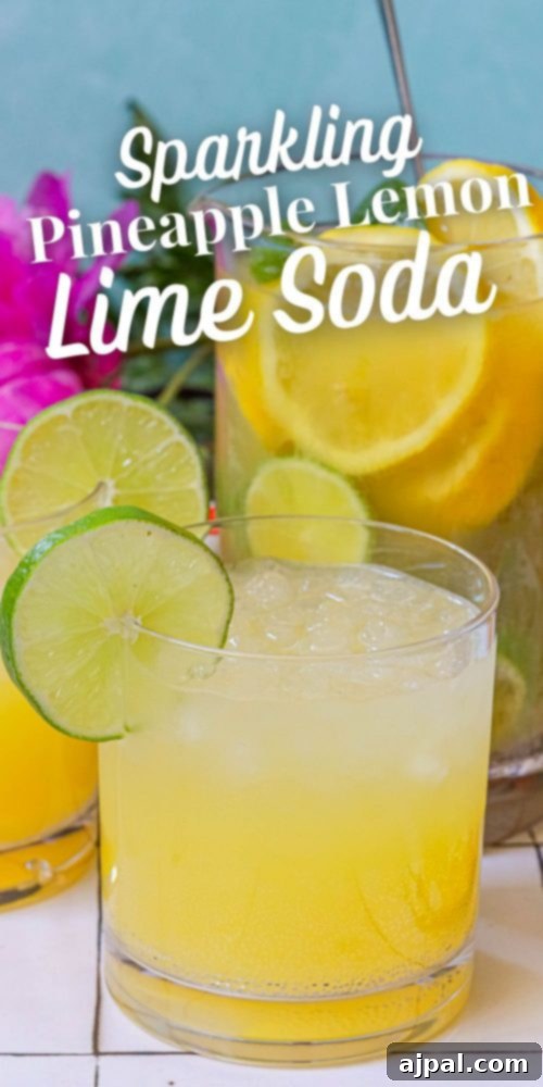 Sparkling pineapple lemon lime soda recipe.