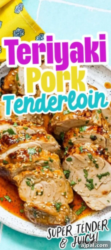 Best Baked Teriyaki Pork Tenderloin 14 sliced pork tenderloin in teriyaki sauce with sesame seeds on top