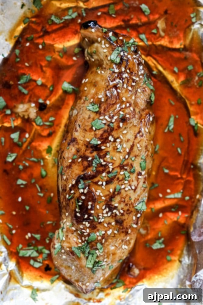 Best Baked Teriyaki Pork Tenderloin 10 baked pork tenderloin in teriyaki sauce with sesame seeds on top