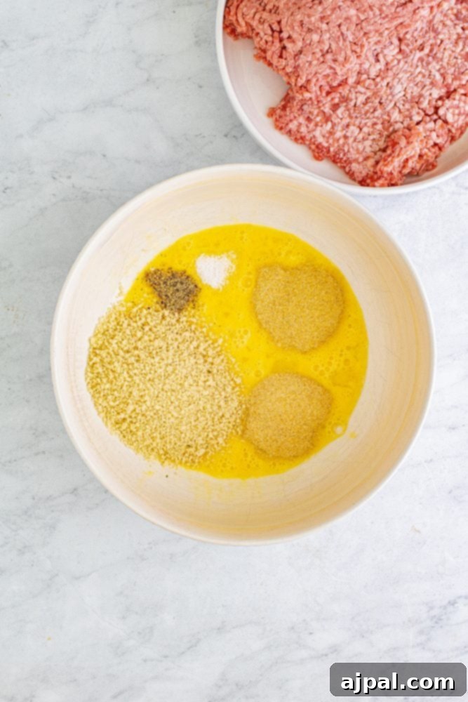 picture of meatball ingredients in a bowl 