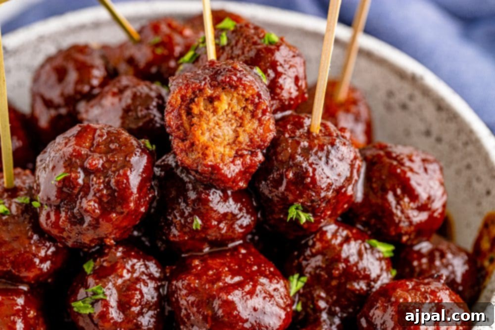 picture of grape jelly meatballs in a bowl 