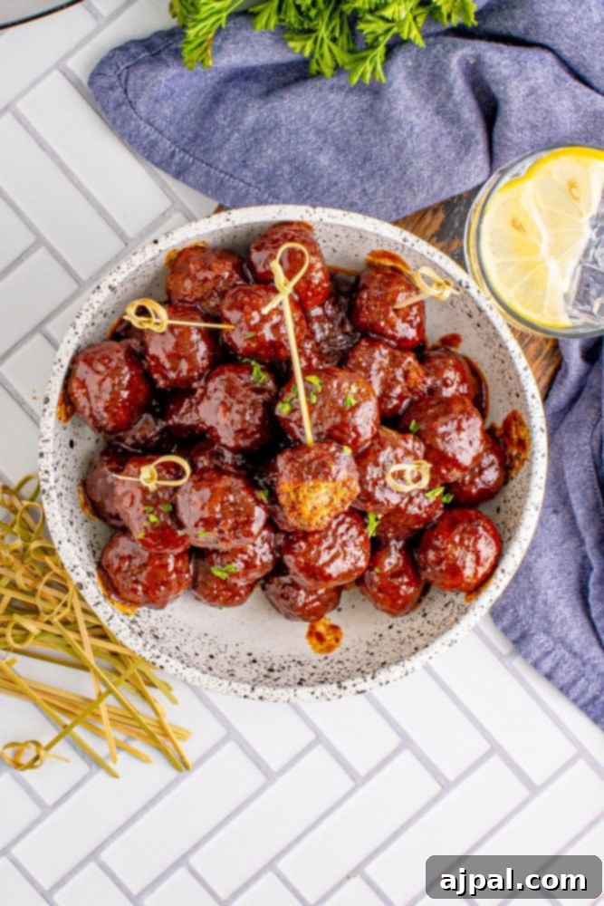 picture of grape jelly meatballs in a bowl 