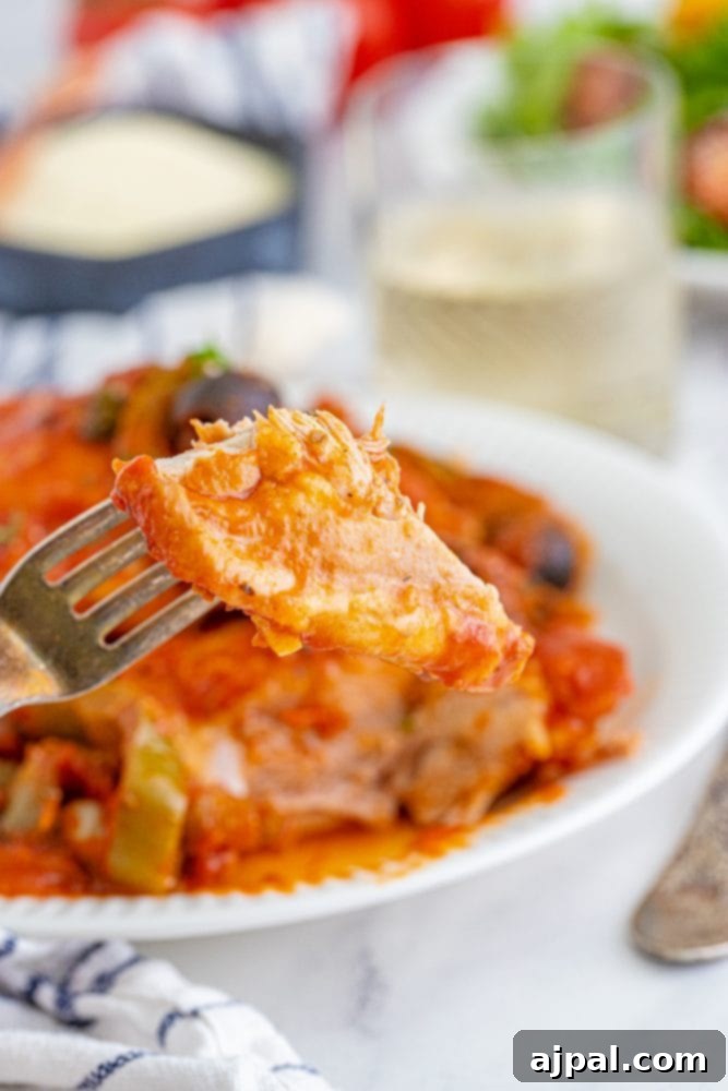 Simple Steps to Perfect Chicken Cacciatore 16 A comforting plate of Chicken Cacciatore, perfectly portioned and ready to be served.