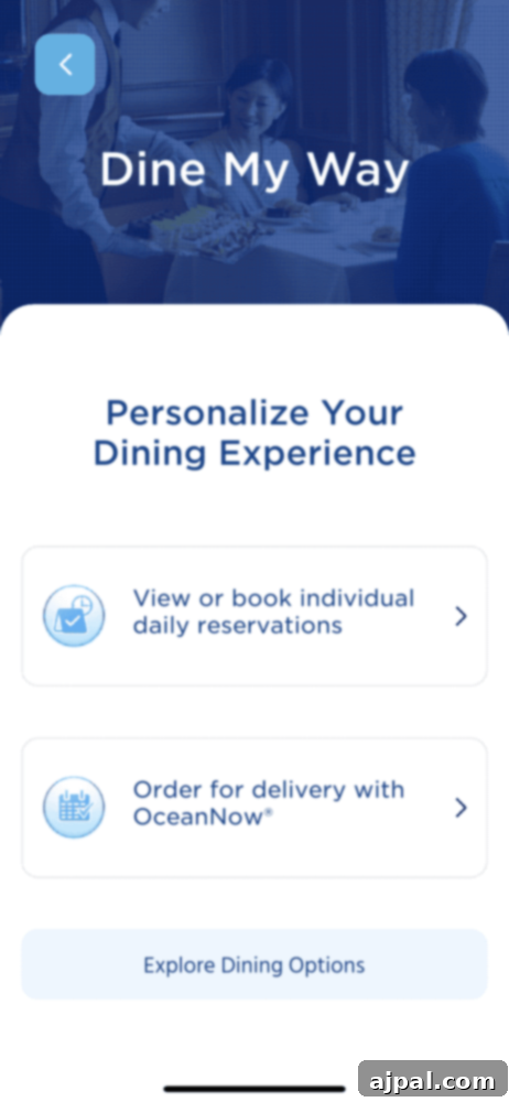 Cruising Post-Pandemic: A Reality Check 19 picture of the dine my way dinner reservation system in MedallionClass app