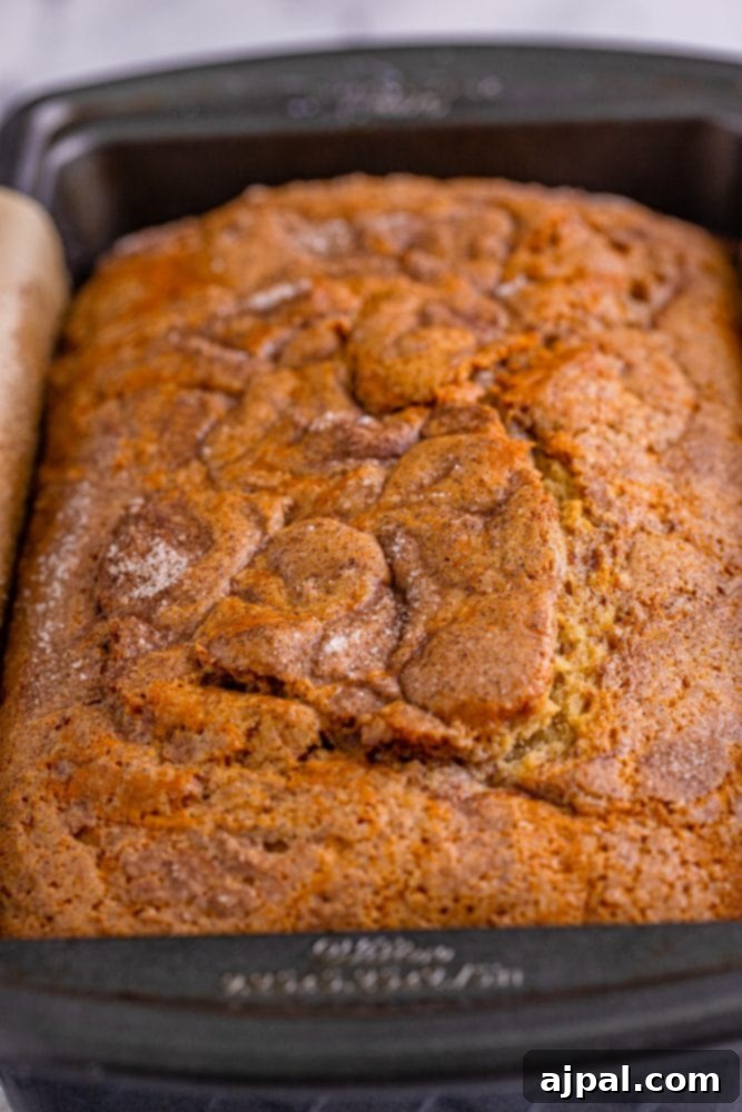 A delicious loaf of cinnamon bread.