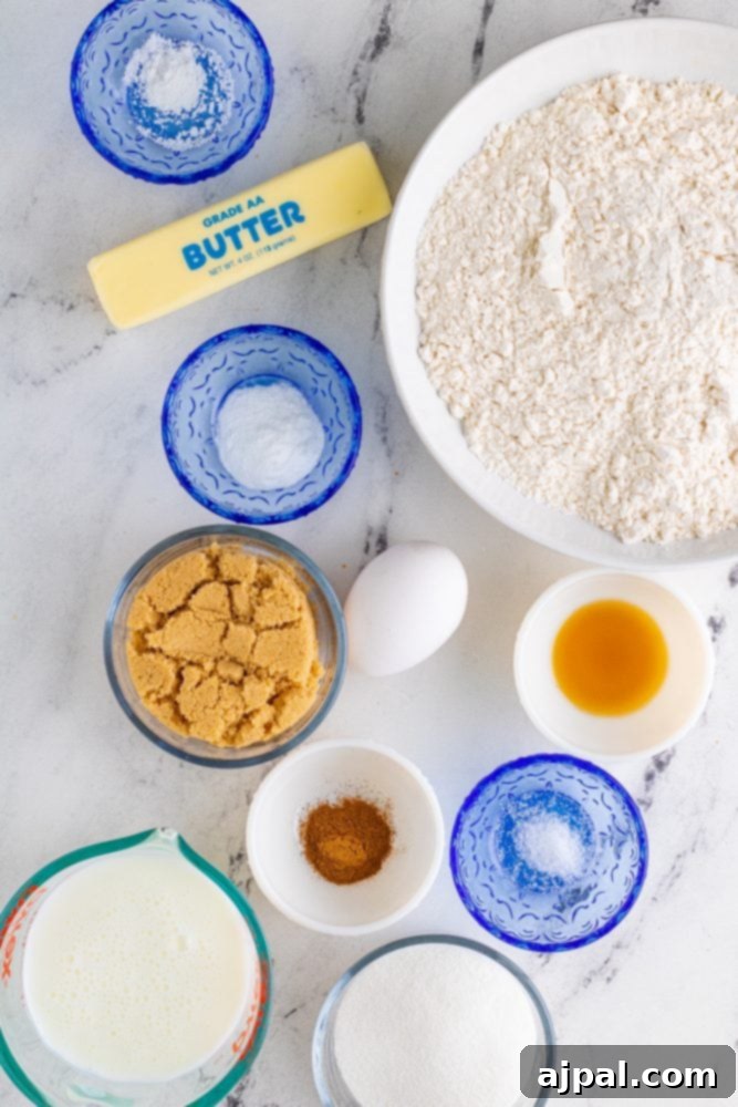 picture of cinnamon bread ingredients on a table