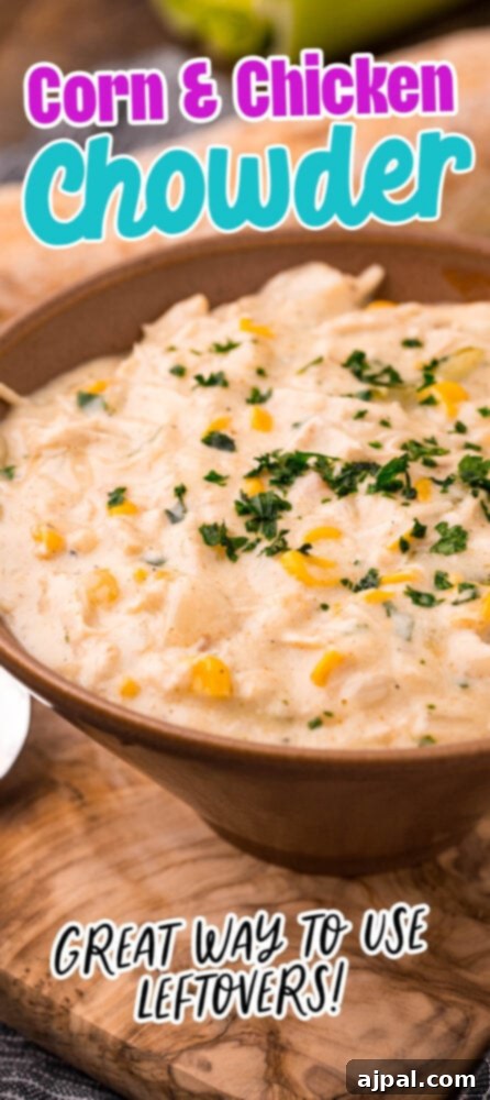 Creamy Corn Chowder 15 A hearty and delicious chowder made with corn and chicken, presented beautifully in a bowl.
