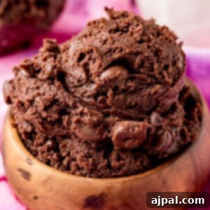 picture of brownie batter in a wooden bowl