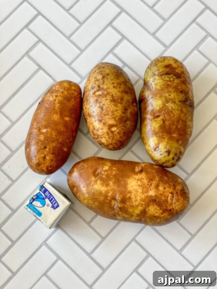 picture of potatoes and butter on a table