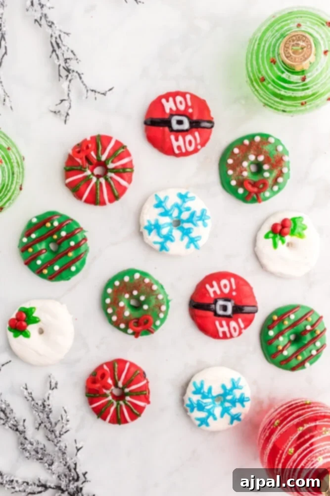 Effortless Christmas Wreath Cookies 20 An inviting arrangement of beautifully iced cookies, creatively decorated to resemble charming Christmas wreaths, bringing festive cheer to any table.