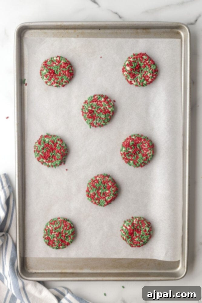 picture of sprinkle cookies on a baking sheet