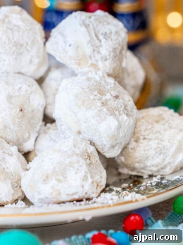 picture of russian tea cakes stacked on a plate
