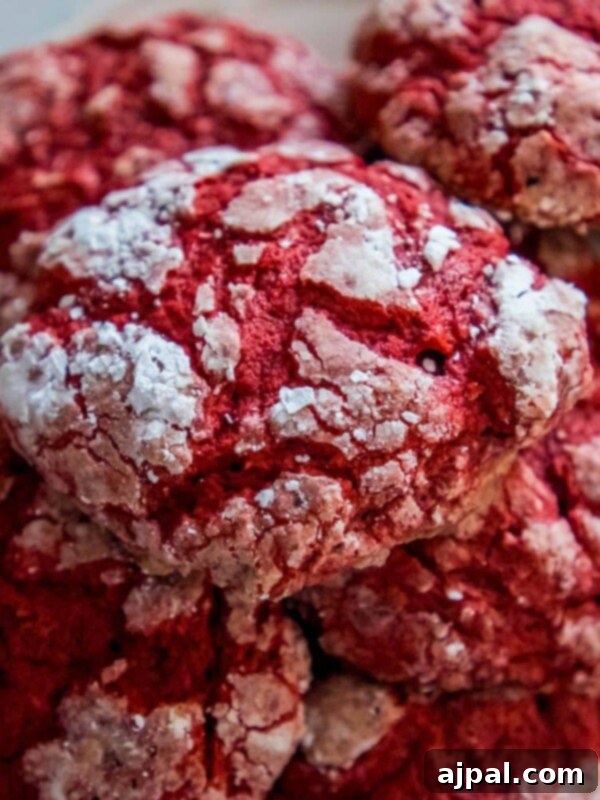 Red velvet crinkle cookies inspired by red velvet cake.