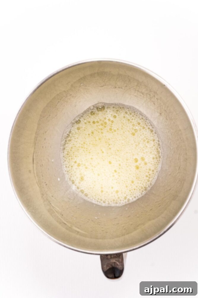 picture of egg whites in a mixing bowl