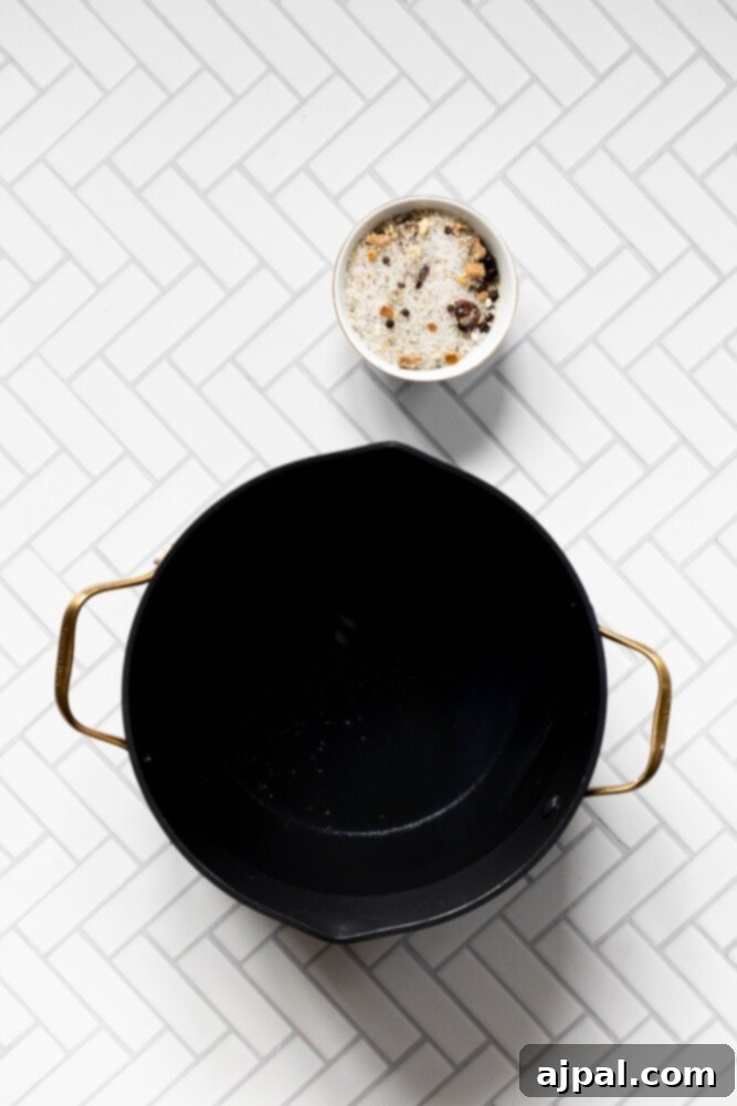 picture of a pot of boiling water and turkey brine on a table