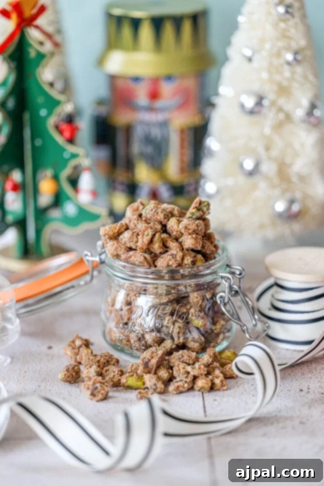 picture of candied nuts in a glass jar