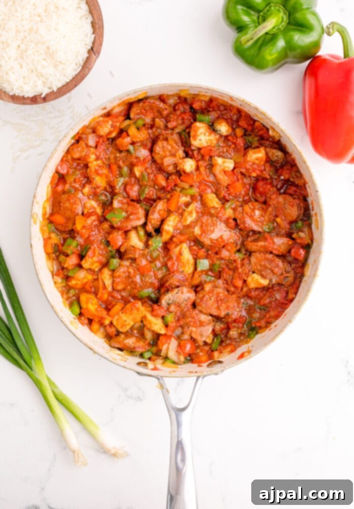 picture of jambalaya base simmering in a pan