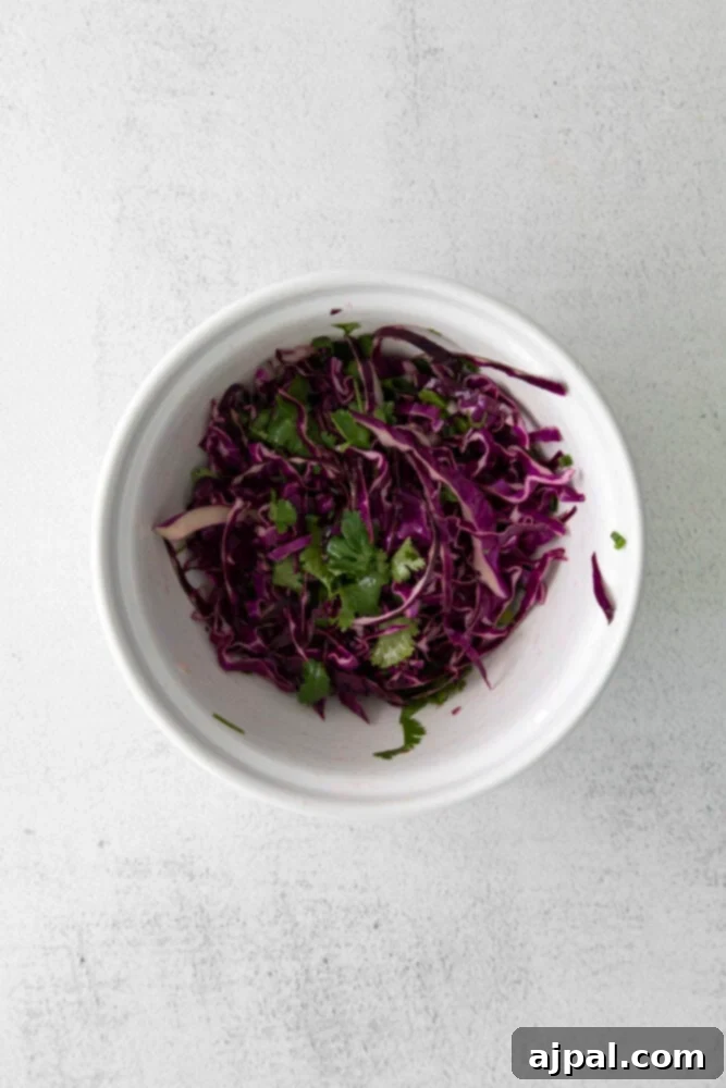 Your New Favorite Vegan Cauliflower Tacos 10 picture of slaw in a bowl