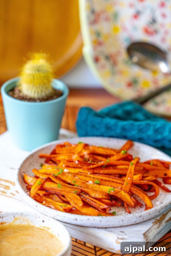 A close-up of thinly sliced carrots marinating in a savory, smoky sauce, ready to be transformed into delicious vegan bacon.