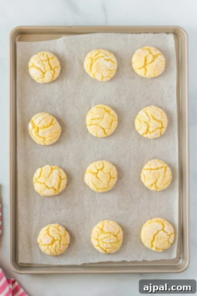 picture of baked lemon cookies on a baking sheet