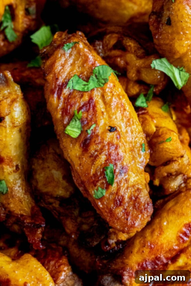 Smoky Tinga Slow Cooker Wings 8 A close-up shot of succulent chicken wings, showcasing their juicy texture and delicious coating.