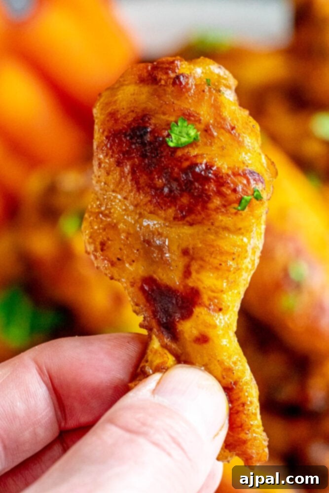Smoky Tinga Slow Cooker Wings 9 A person holding a juicy Slow Cooker Chicken Tinga Wing, with fresh carrots in the background, ready to enjoy.