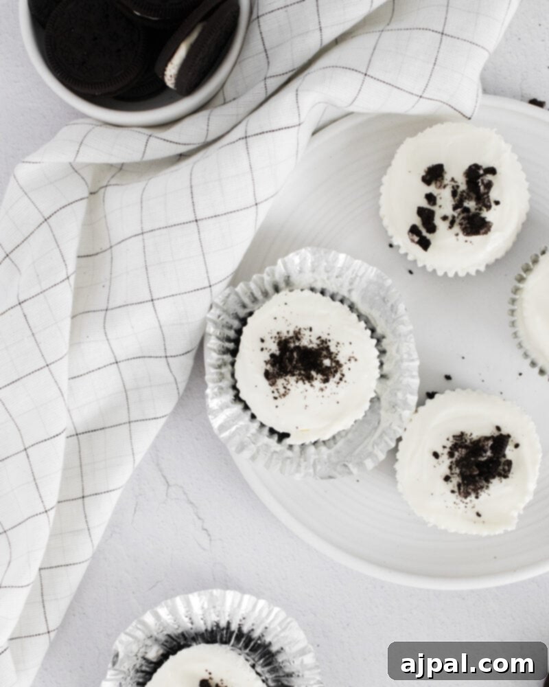 Easy No Bake Oreo Cheesecake 11 picture of no bake oreo cheesecakes on a white plate