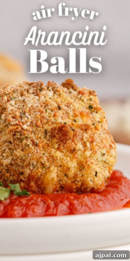 picture of air fryer arancini ball on a plate with sauce