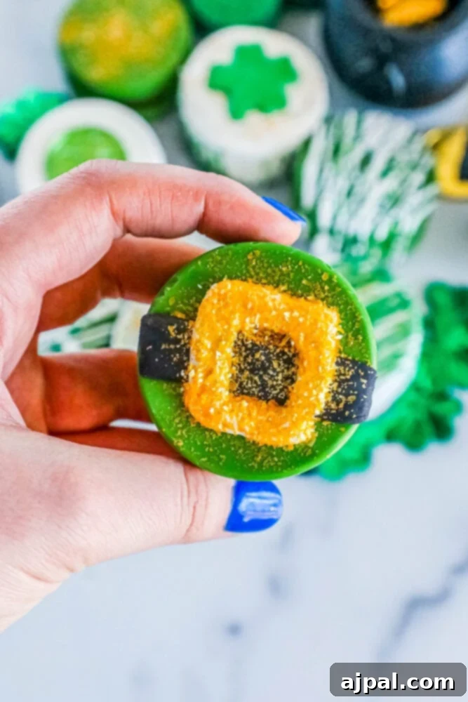 St. Patrick’s Day cupcakes with Saint Patrick’s Day Dipped Oreos arranged together.