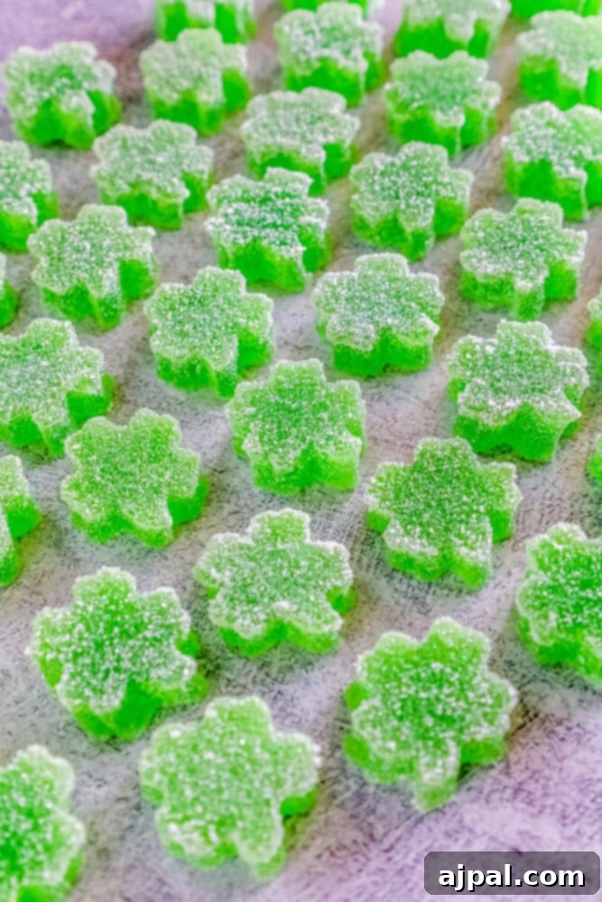 picture of shamrock gummies on a table
