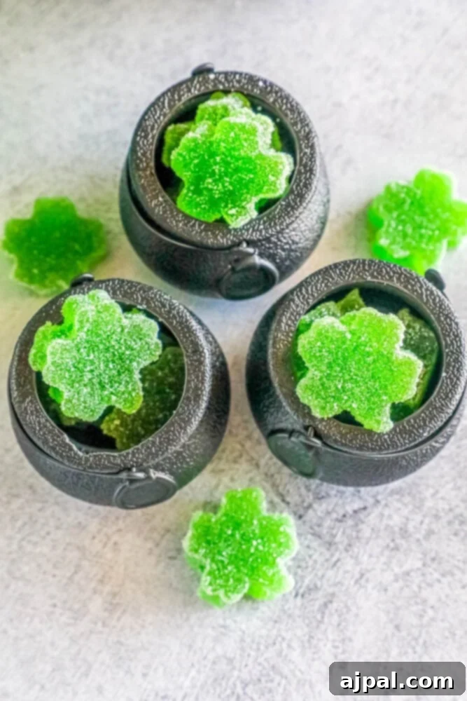 picture of shamrock gummies on a table