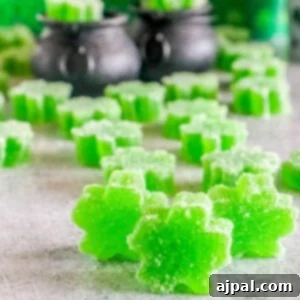 picture of shamrock gummies on a table