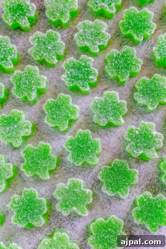 picture of shamrock gummies on a table