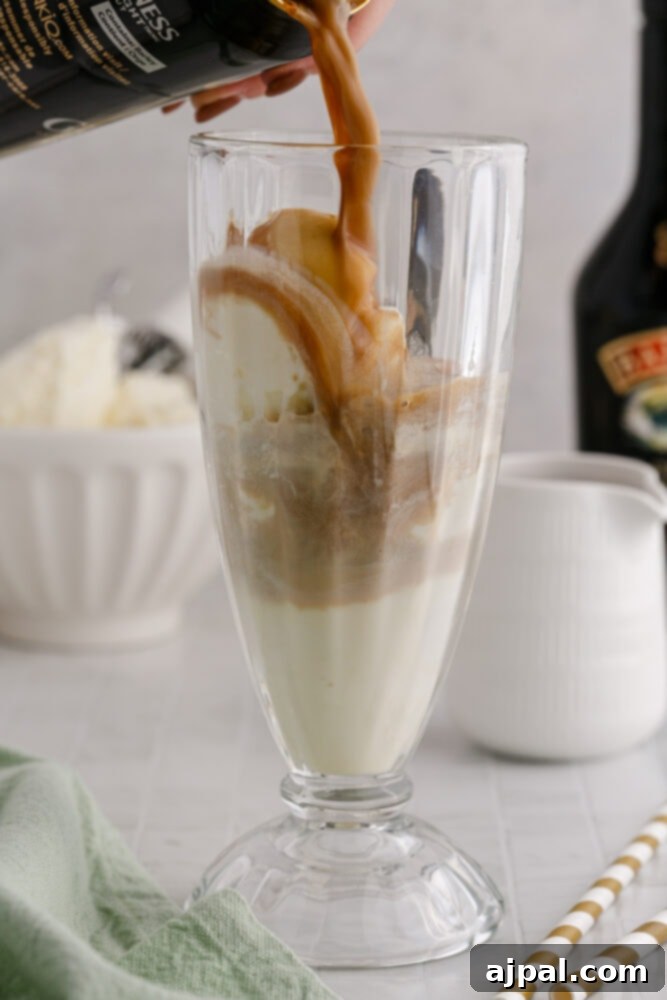 Guinness Baileys Float Delight 7 Guinness pouring into a glass