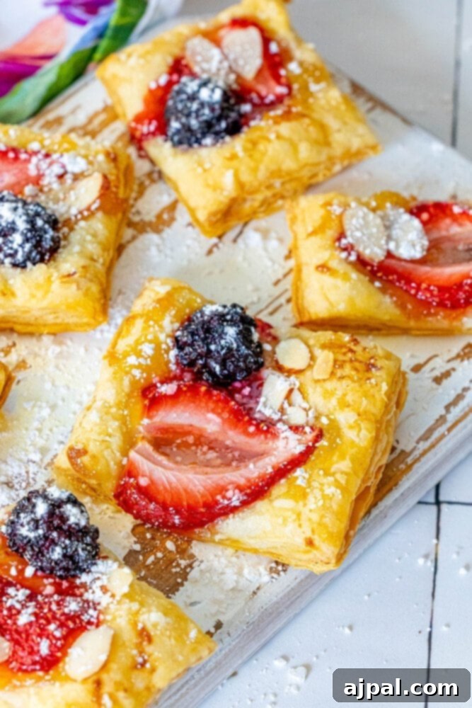 Bright Lemon Berry Tarts 14 A captivating view of a lemon berry baked tart, with its flaky pastry and colorful fruit, beautifully composed on a white cutting board.
