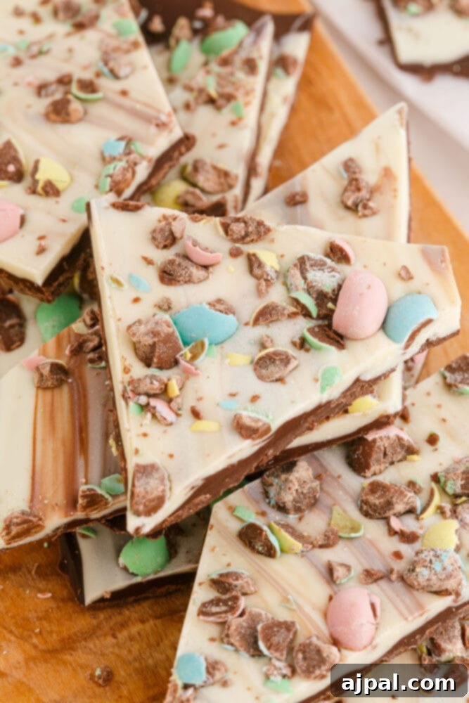white and dark chocolate bark with m&ms in it