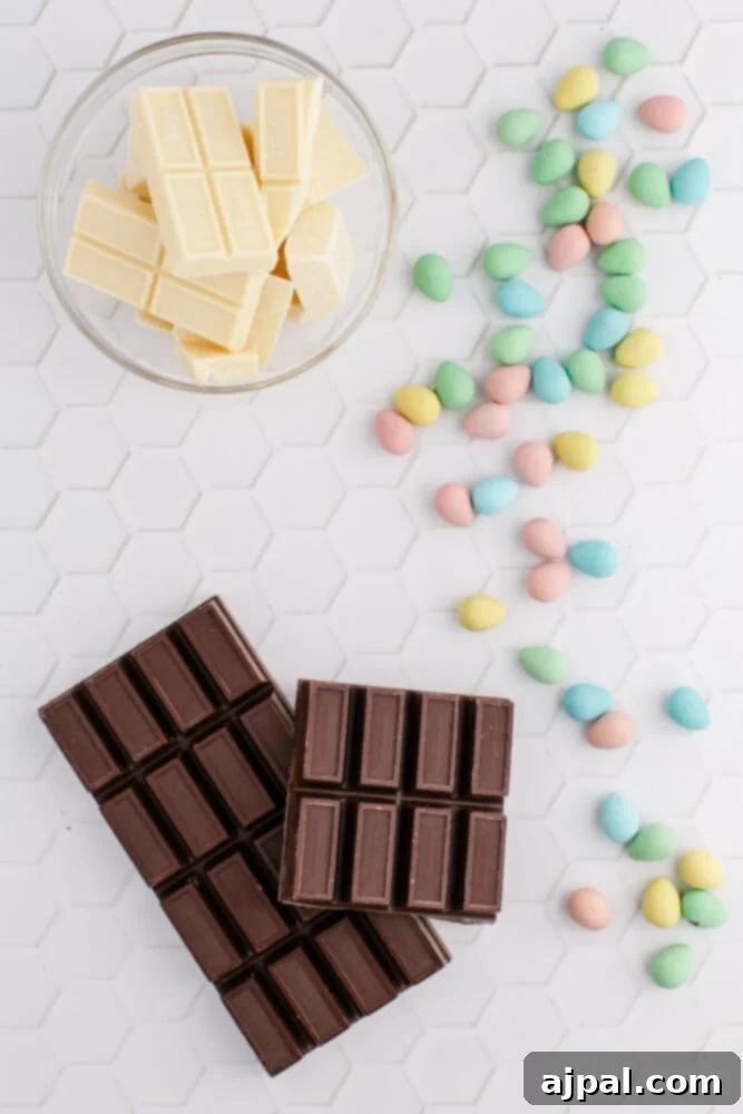 dark and white chocolate and m&ms