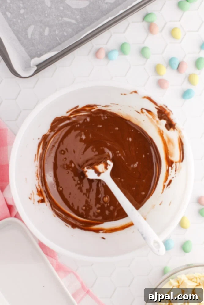 milk chocolate in a bowl melted