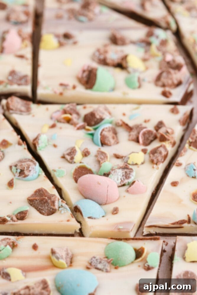 white and dark chocolate bark with m&ms in it