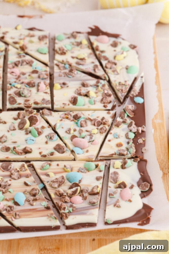 white and dark chocolate bark with m&ms in it