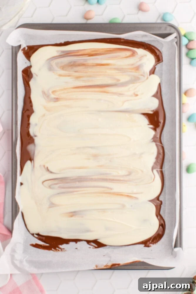 milk and white chocolate layered in a casserole dish