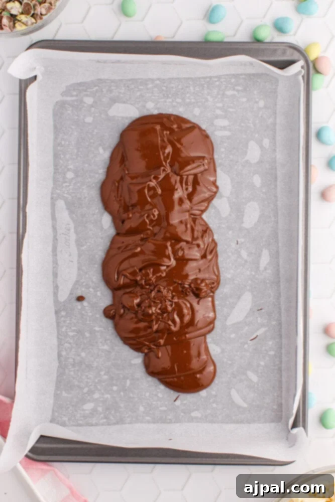 milk chocolate melted in a pan