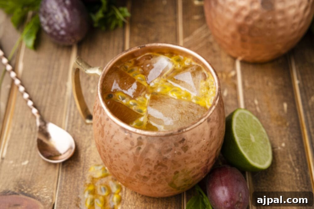 Passion Tempest 2 Exotic Passion Fruit Dark and Stormy cocktail with rum, ginger beer, and lime