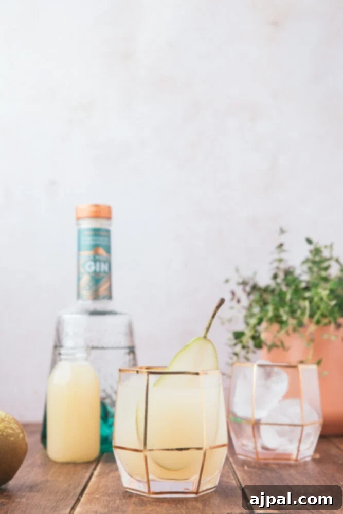 Golden Pear Fizz 10 step-by-step pictures on how to make this pear and gin cocktail